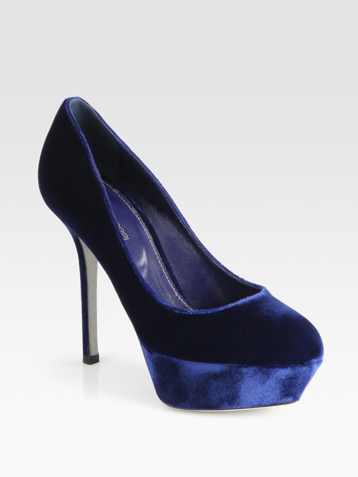 velvet platform pumps