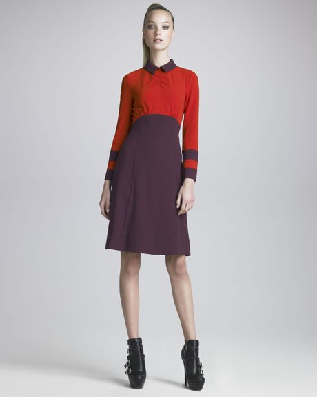 Marc By Marc Jacobs Anya Colorblock Crepe Dress in Blue (corvette red ...