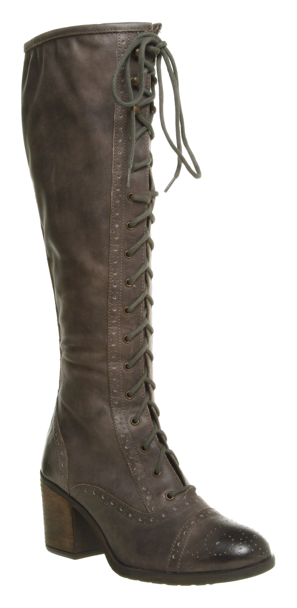 Lyst - Office Judge Brogue Knee Boot Grey Leather in Gray