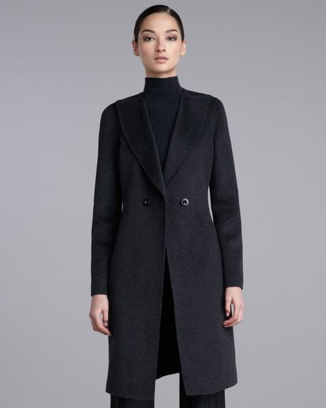 St. John Doublefaced Coat in Black (granite) | Lyst