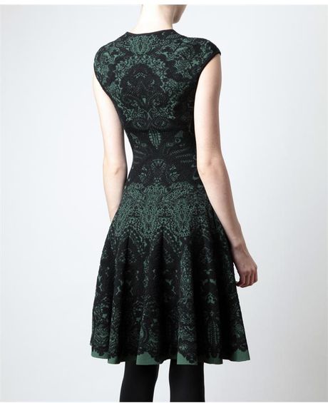 Alexander Mcqueen Wool Blend Knit Dress in Green | Lyst