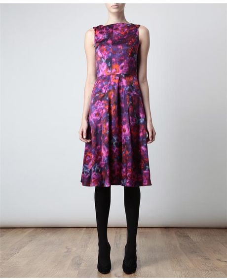 Erdem Charla Printed Silk Dress in Purple (pink multi) | Lyst