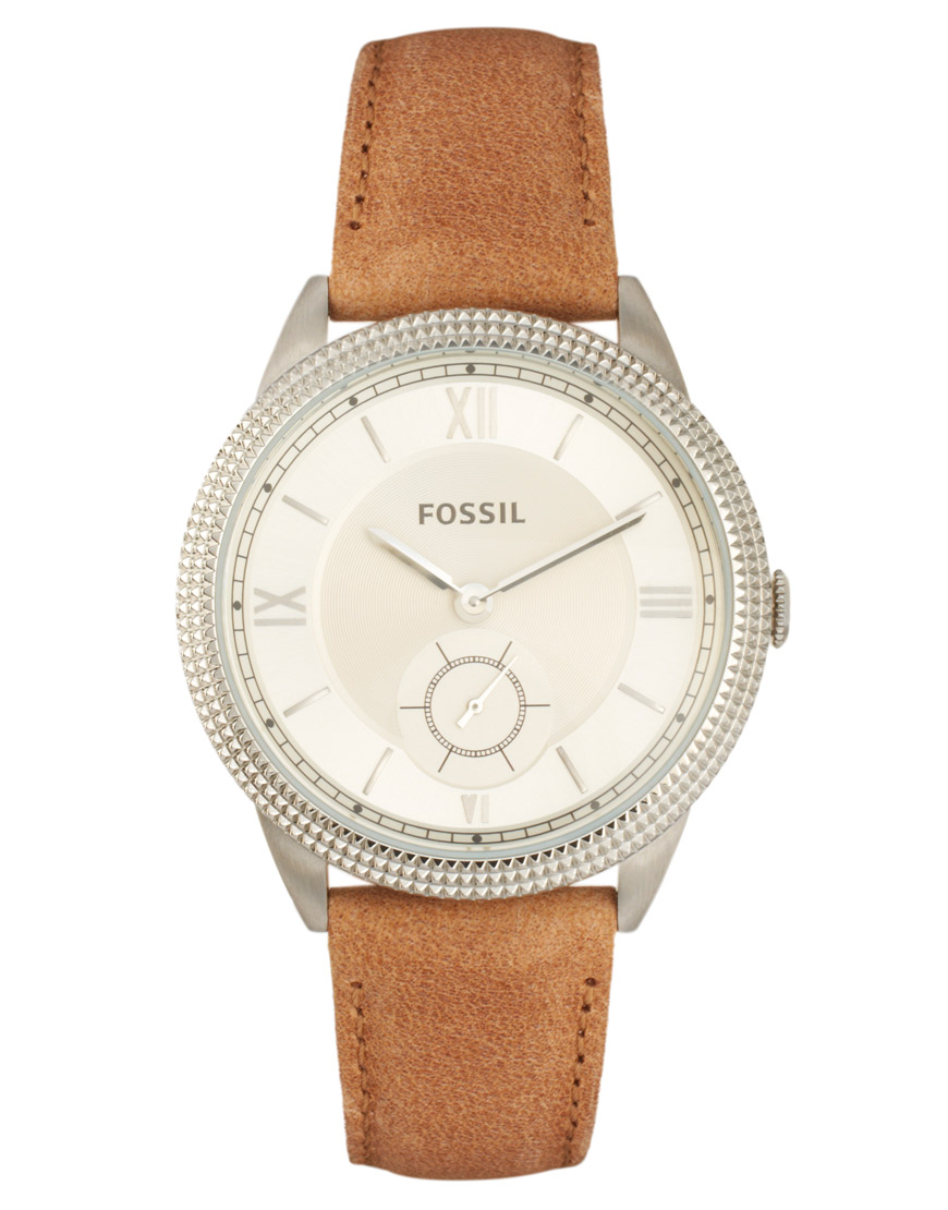 Lyst Fossil Leather Strap Watch in Brown
