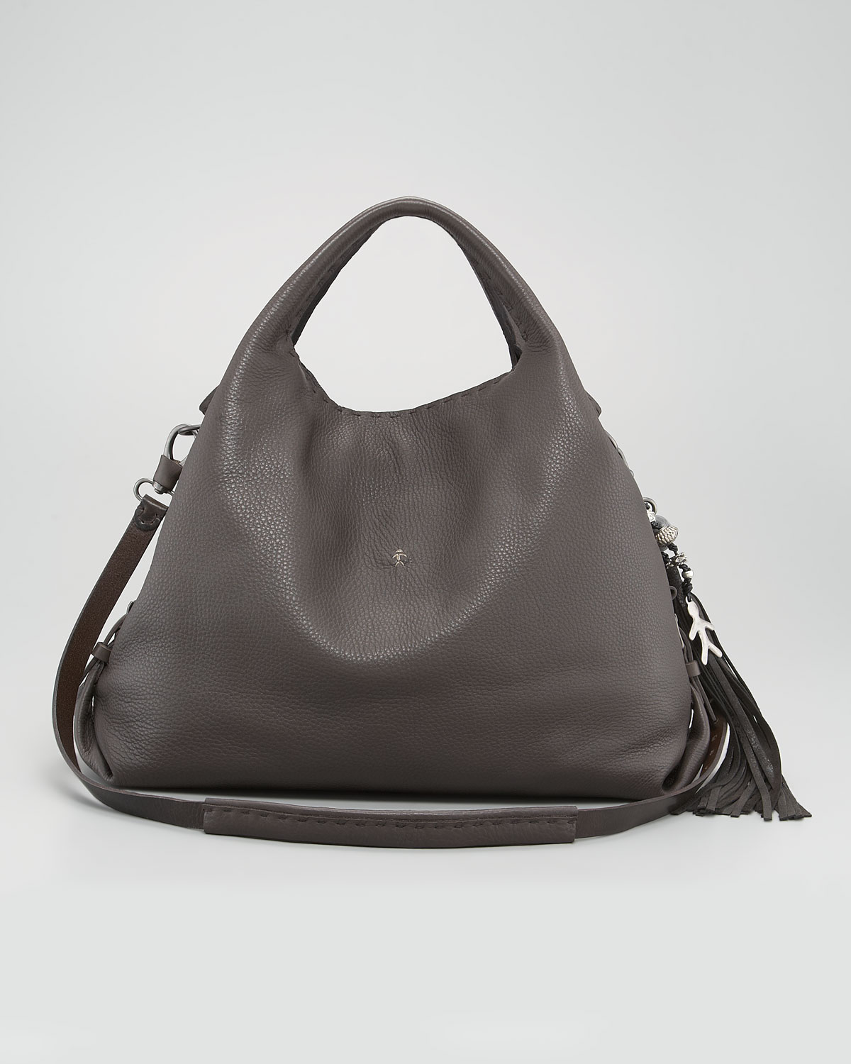 grey leather hobo handbags