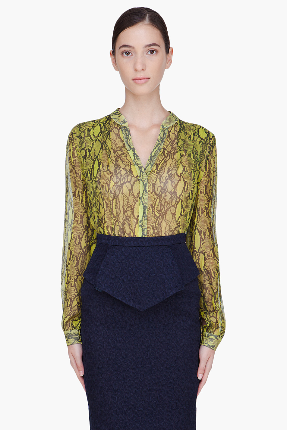 green snake print blouse