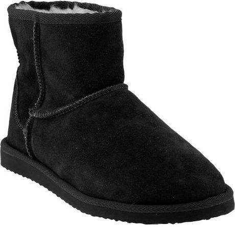 Old Navy Sherpalined Suede Ankle Boots in Black | Lyst