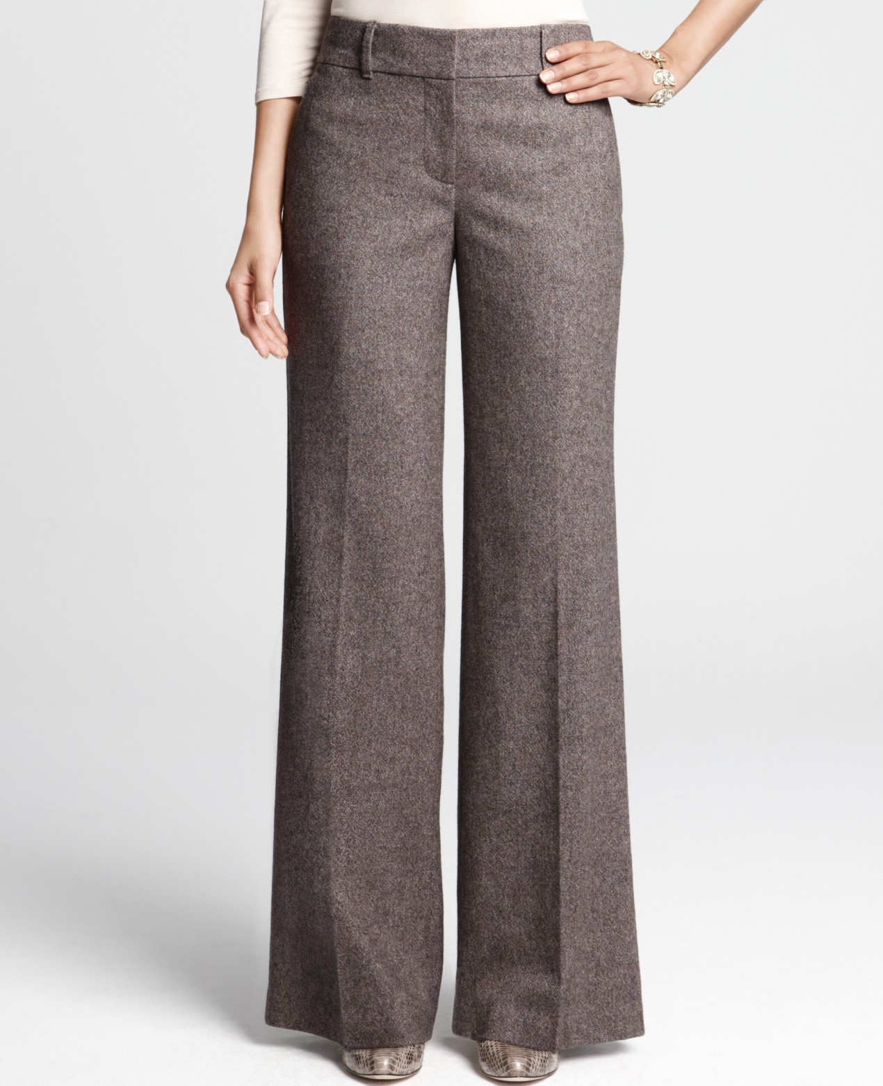 Ann Taylor Tall Signature Bergman Tweed Wide Leg Pants in Gray Lyst