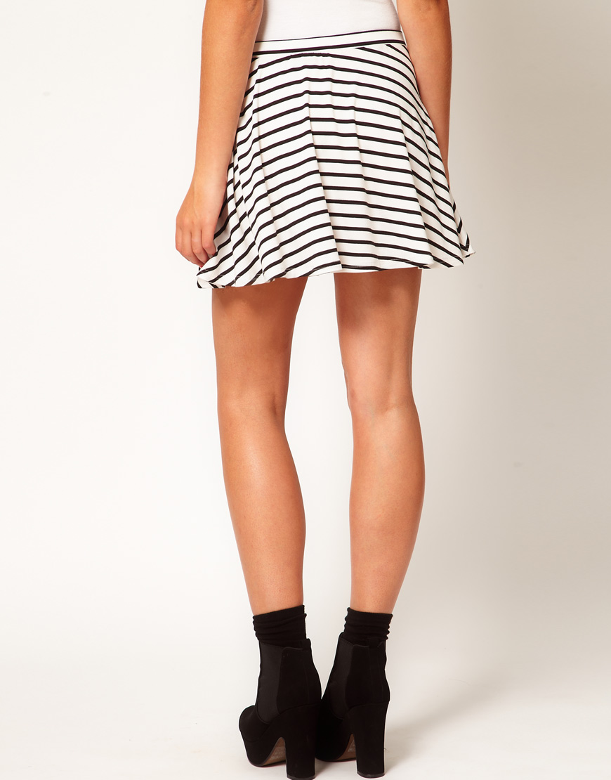 Asos Collection Skater Skirt In Stripes In Black Lyst