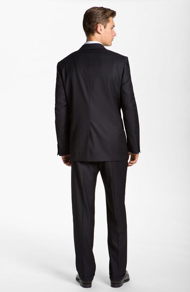 Joseph Abboud Signature Silver Pinstripe Suit in Black for Men (black ...