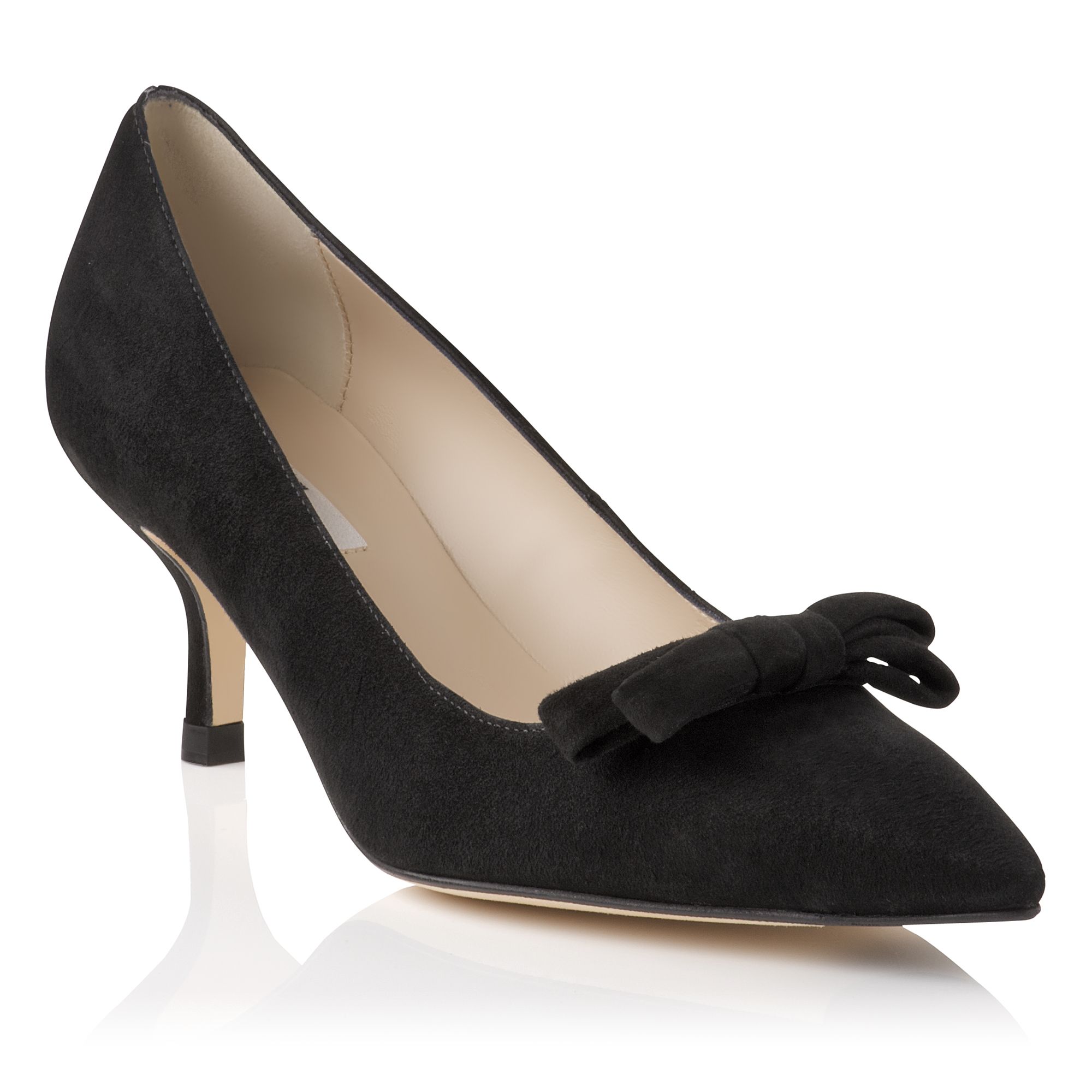L.k.bennett Lulu Point Kitten Heel Shoe in Black | Lyst