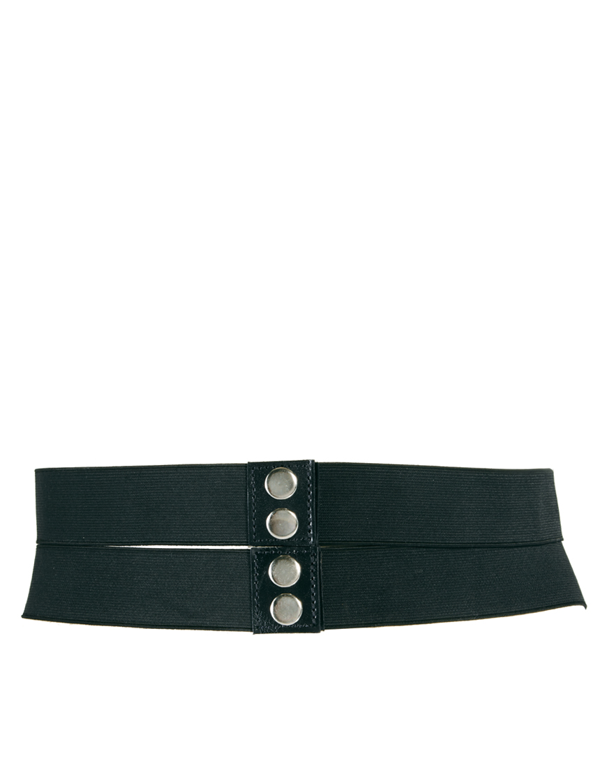 Lyst Asos Wide Plate and Elastic Waist Belt in Metallic