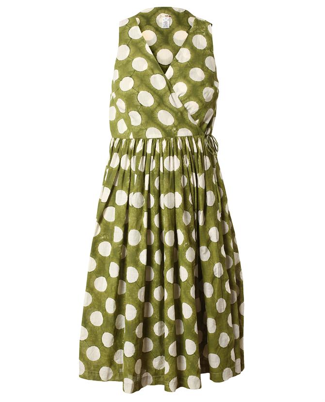 Dosa Hand Woven Polka Dot Cotton Wrap Dress in Green (white green) | Lyst