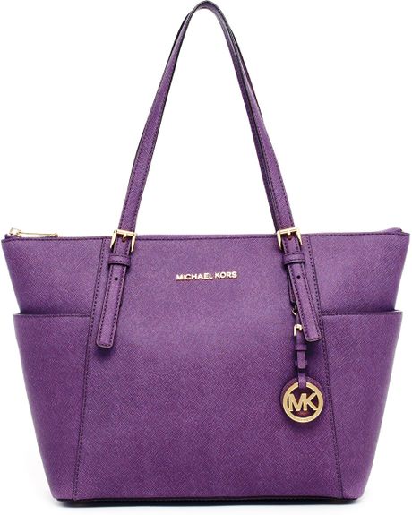 Michael Michael Kors Jet Set Zip Top Tote in Purple | Lyst