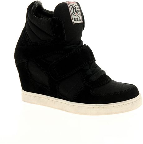 Ash Cool Suede Strapped Wedge Sneakers in Black | Lyst