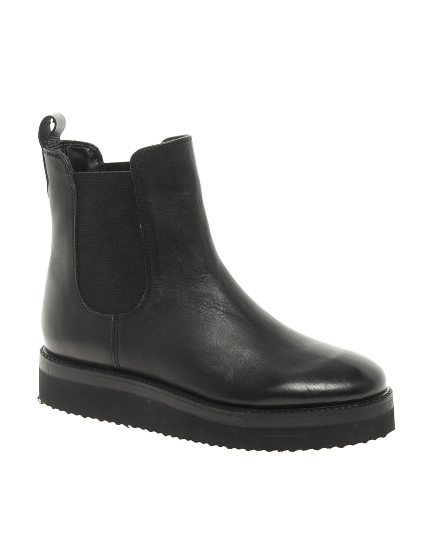 Asos Asos Alley Leather Flatform Chelsea Ankle Boots in Black | Lyst
