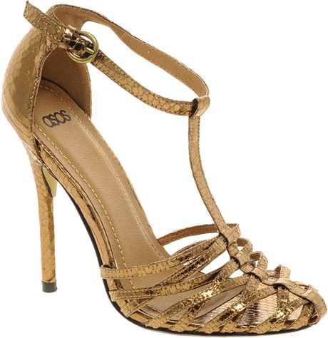 Asos Asos Hyla Strappy Heeled Sandals in Gold (bronze) | Lyst
