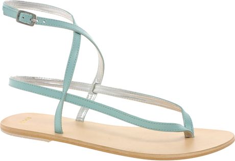 Asos Asos Finish Leather Flat Sandals in Blue (mint) | Lyst