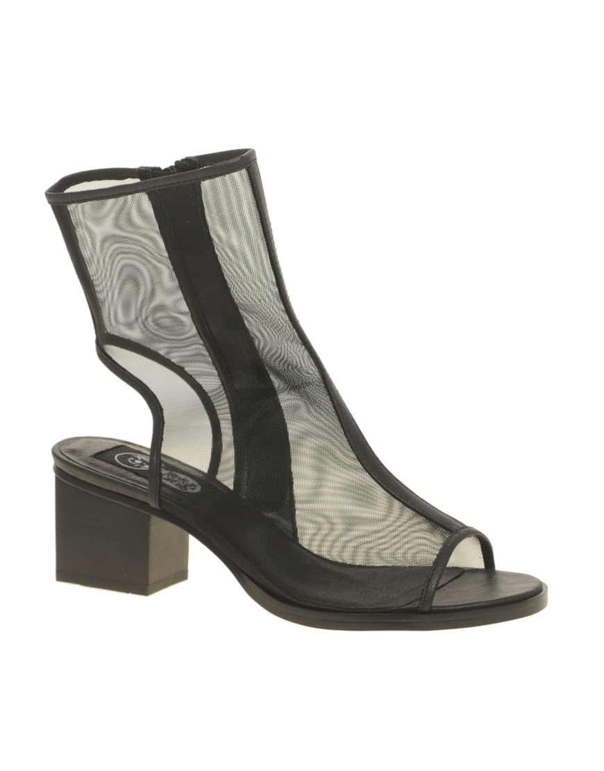 peep toe black heel boots