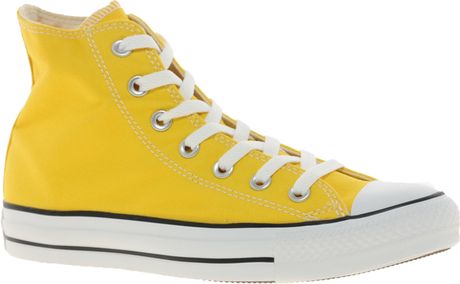 Converse All Star High Top Trainers in Yellow | Lyst