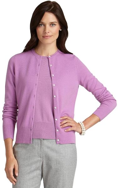 Brooks Brothers Cashmere Cardigan in Pink (medium-purple) | Lyst