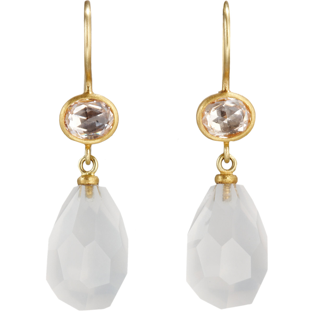Mallary Marks Clear Sapphire Milky Quartz Apple Eve Earrings in Gold ...
