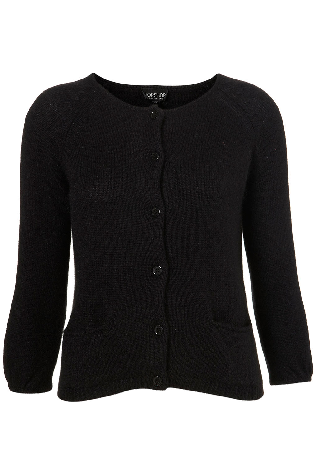 Topshop Knitted Fluffy Pocket Cardigan in Black | Lyst