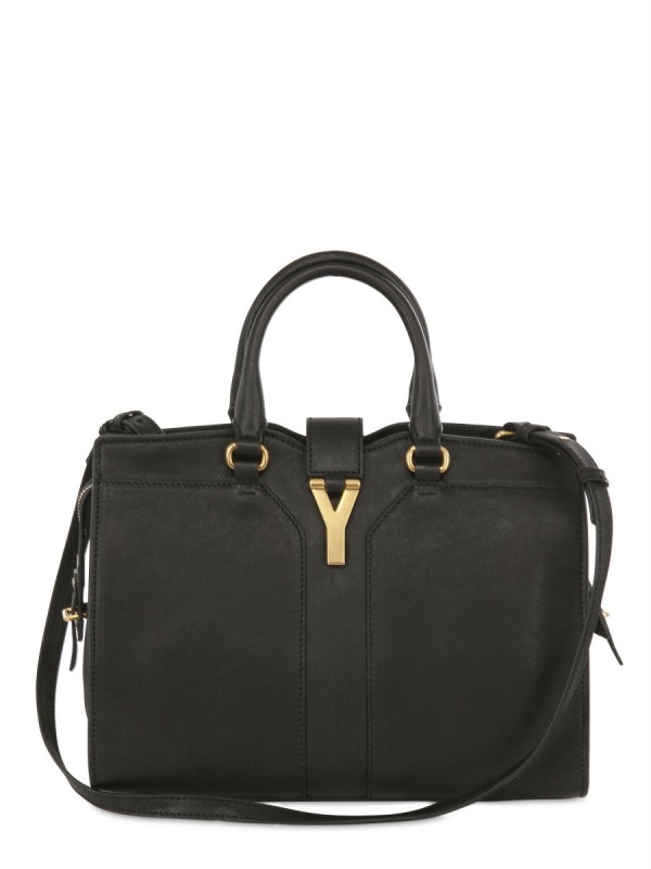 Saint Laurent Mini Cabas Chyc Leather Shoulder Bag in Black | Lyst