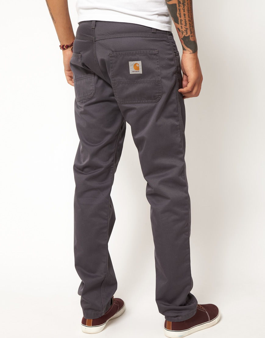 Lyst Carhartt Skill Chinos Slim Straight Fit In Gray For Men 