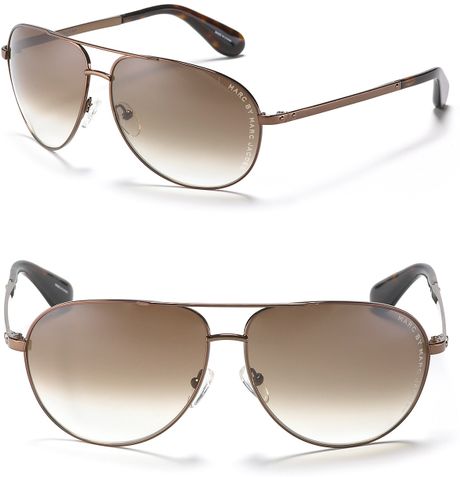 Marc By Marc Jacobs Logo Aviator Sunglasses in Brown for Men (satin ...
