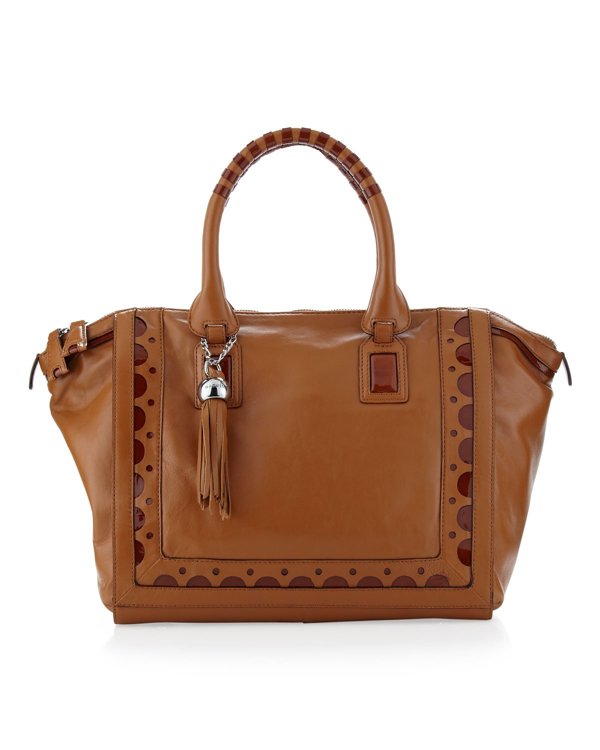 Nanette Lepore Couture Mattepatent Leather Satchel in Brown (multi) | Lyst