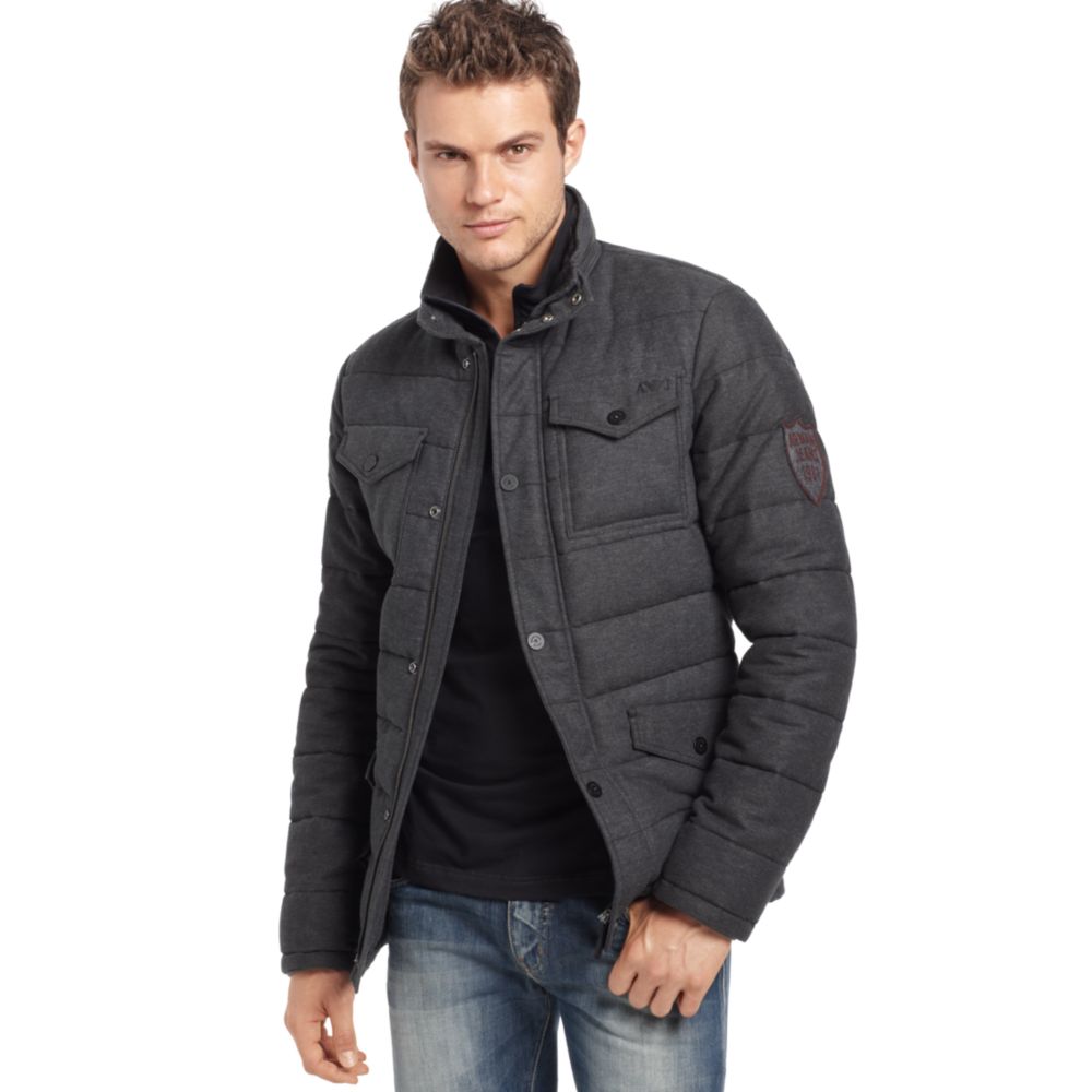 Lyst Armani Jeans  Quilted Twill Field Jacket  in Gray for Men 