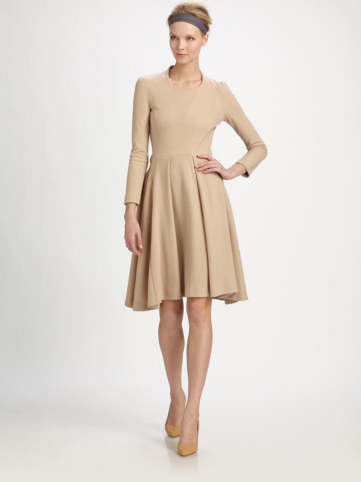 Lyst - Cacharel Wool Dress in Natural