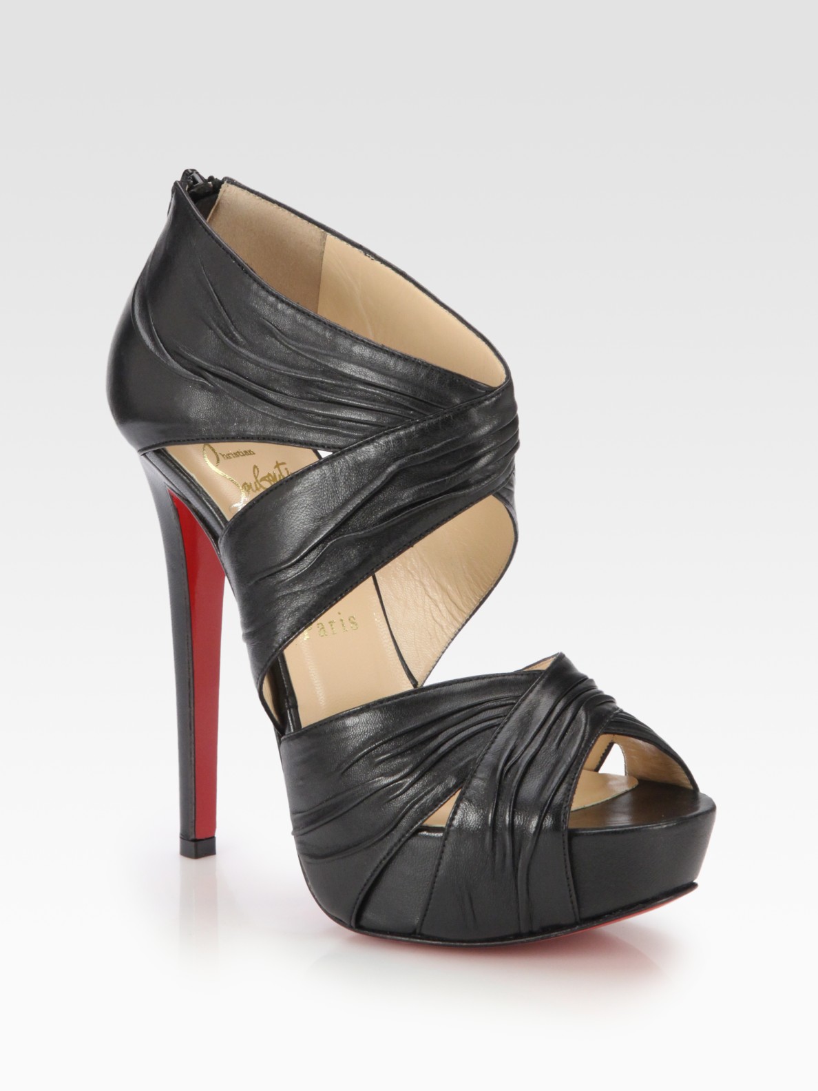 christian louboutin leather sandal slides and open back Black ...