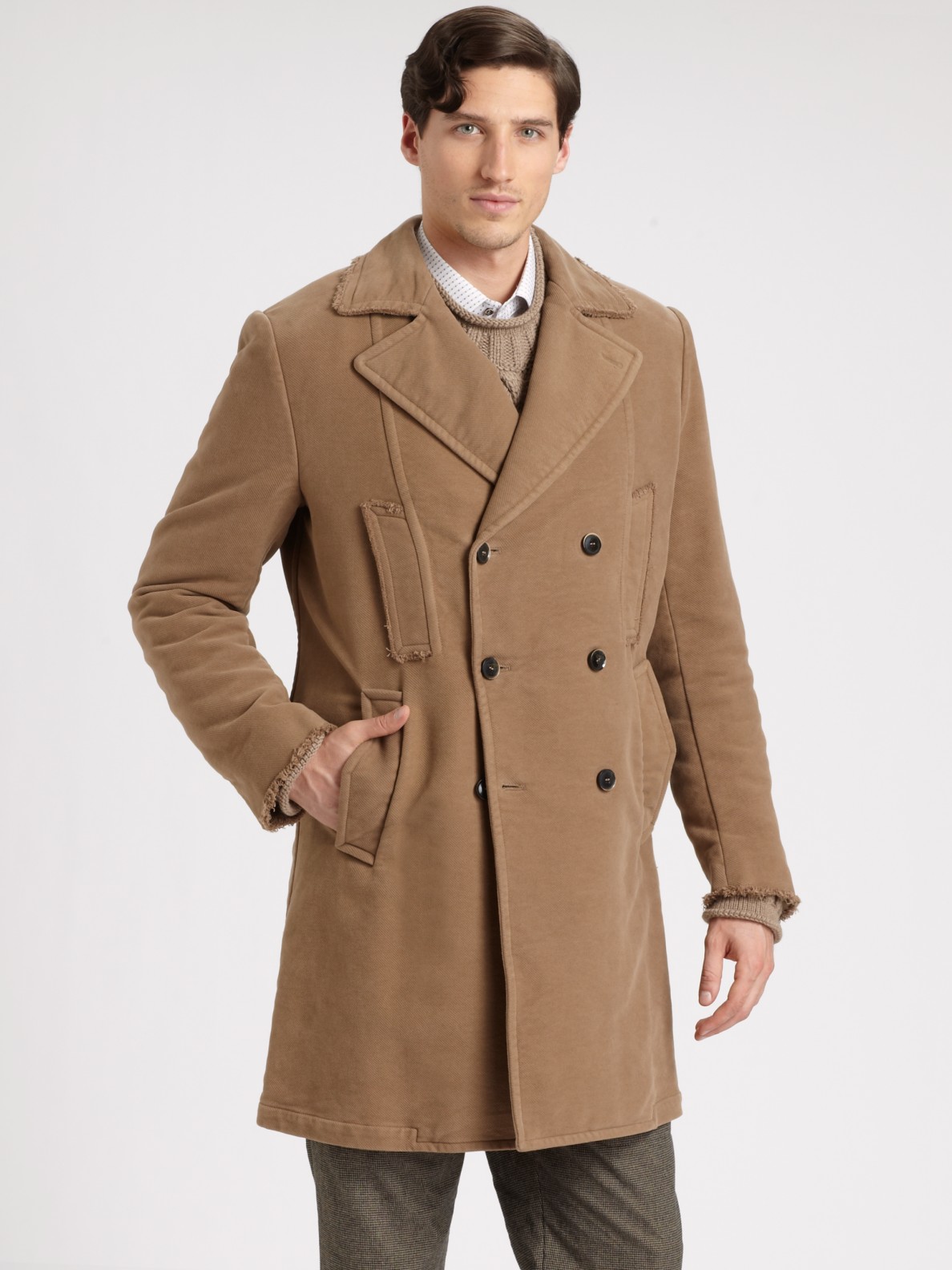 Lyst - Dolce & Gabbana Corduroy Peacoat in Natural for Men