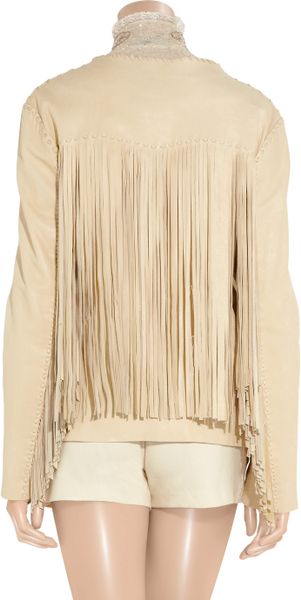 Ralph Lauren Collection Fringed Leather Carson Jacket in Beige (cream ...
