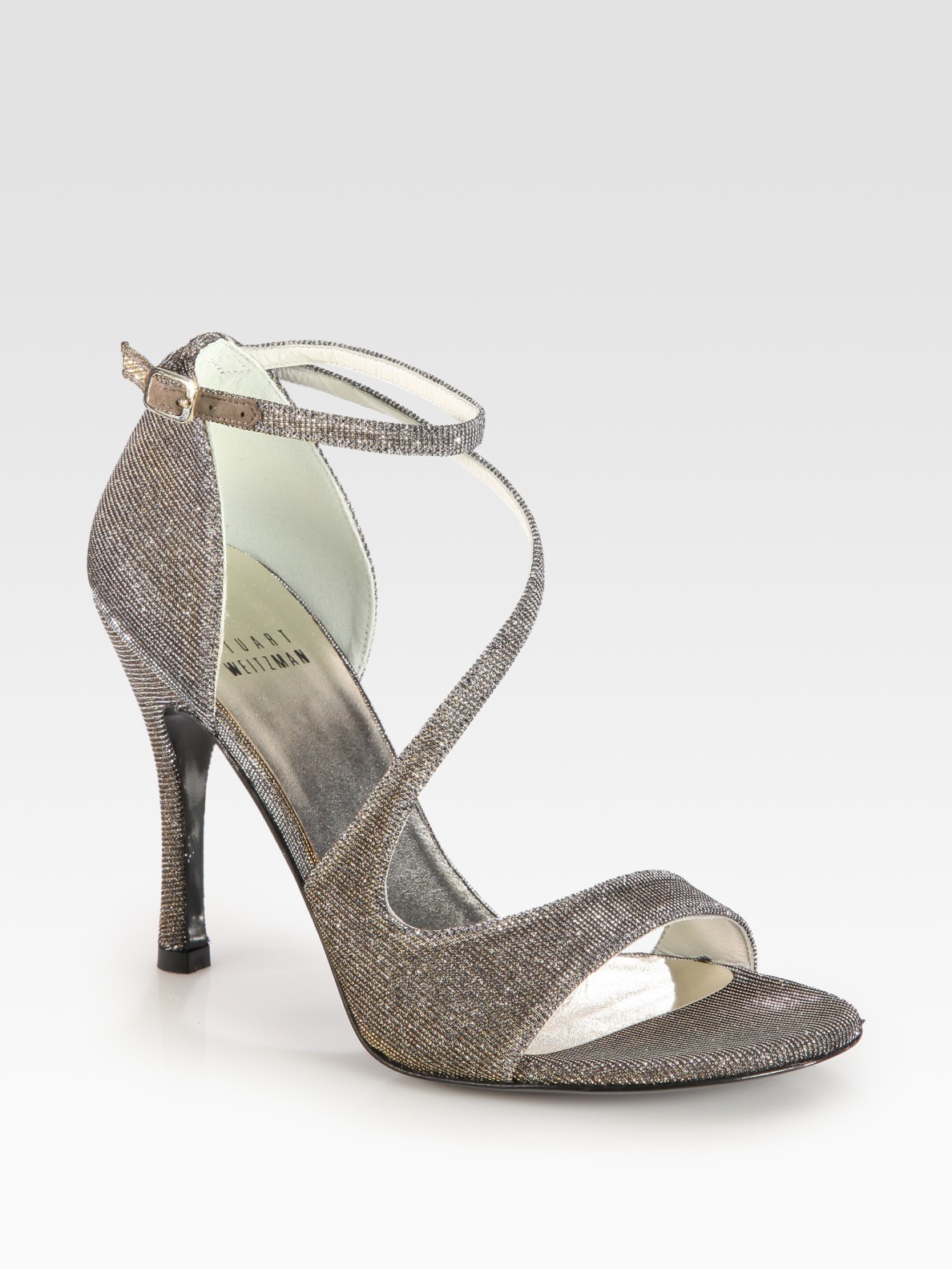 Lyst - Stuart Weitzman Vixen Glitter Mesh Strappy Sandals in Metallic