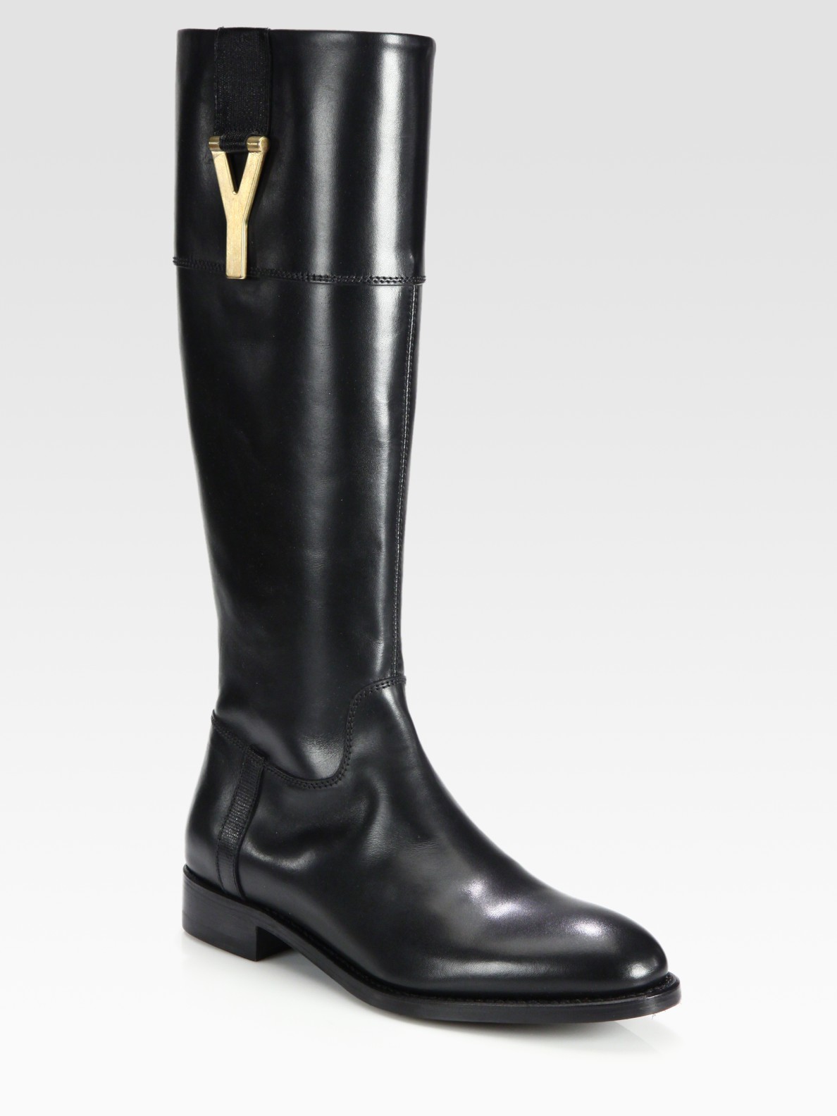 Saint laurent Ysl Chyc Leather Kneehigh Boots in Black | Lyst  
