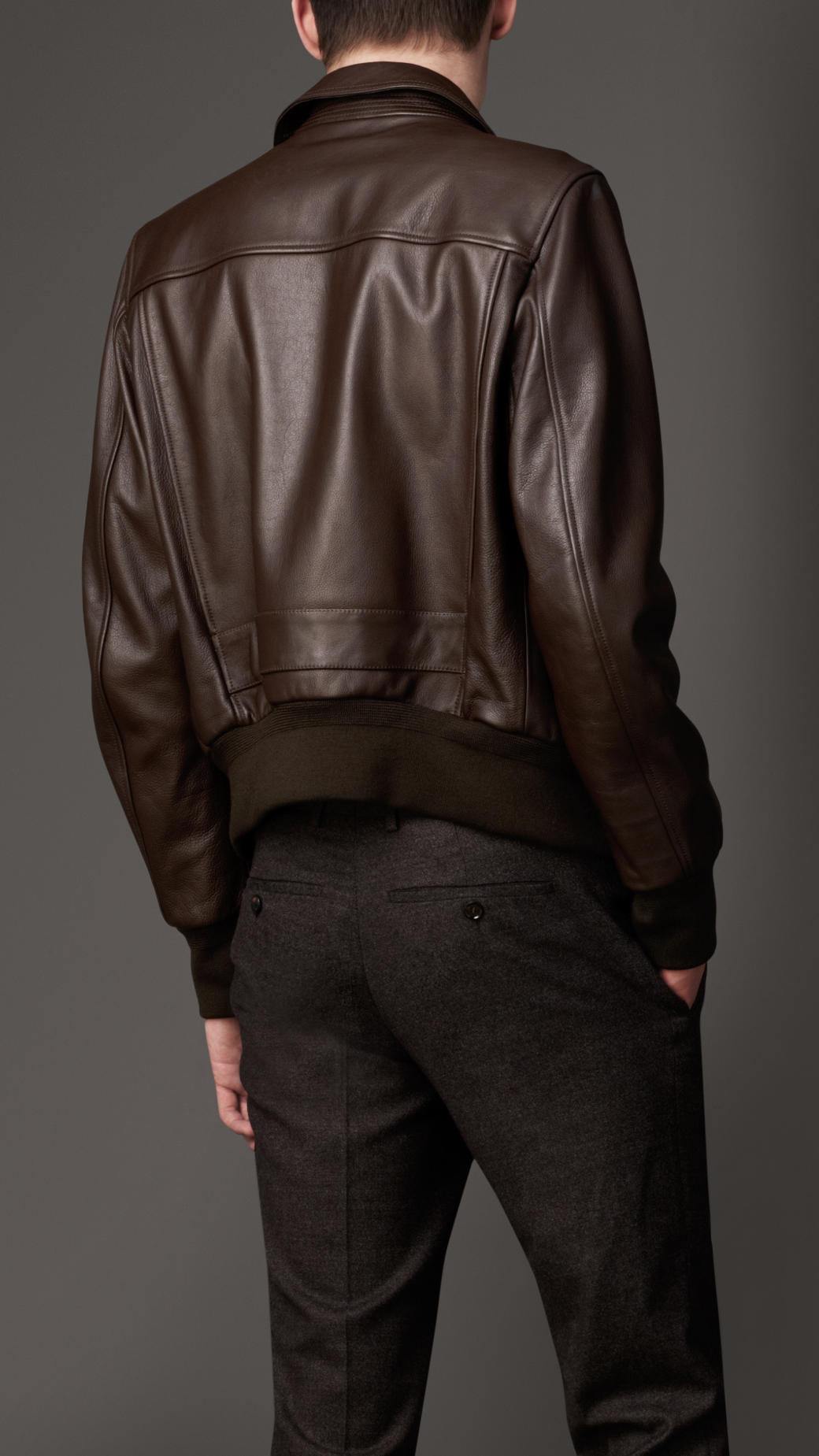 Lyst Burberry Leather Bomber Jacket In Brown For Men 