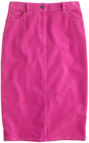 J.crew Highwaisted Corduroy Pencil Skirt in Purple (neon fuchsia) | Lyst