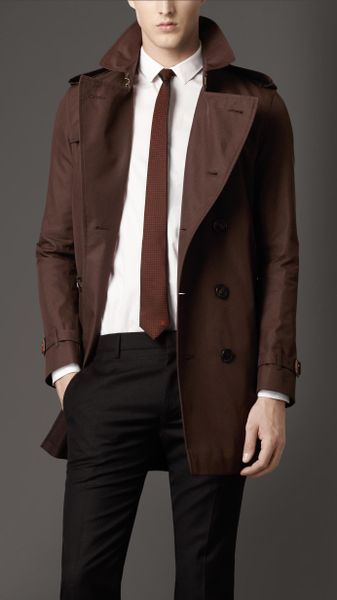 Burberry Midlength Cotton Gabardine Trench Coat in Brown for Men (dark ...