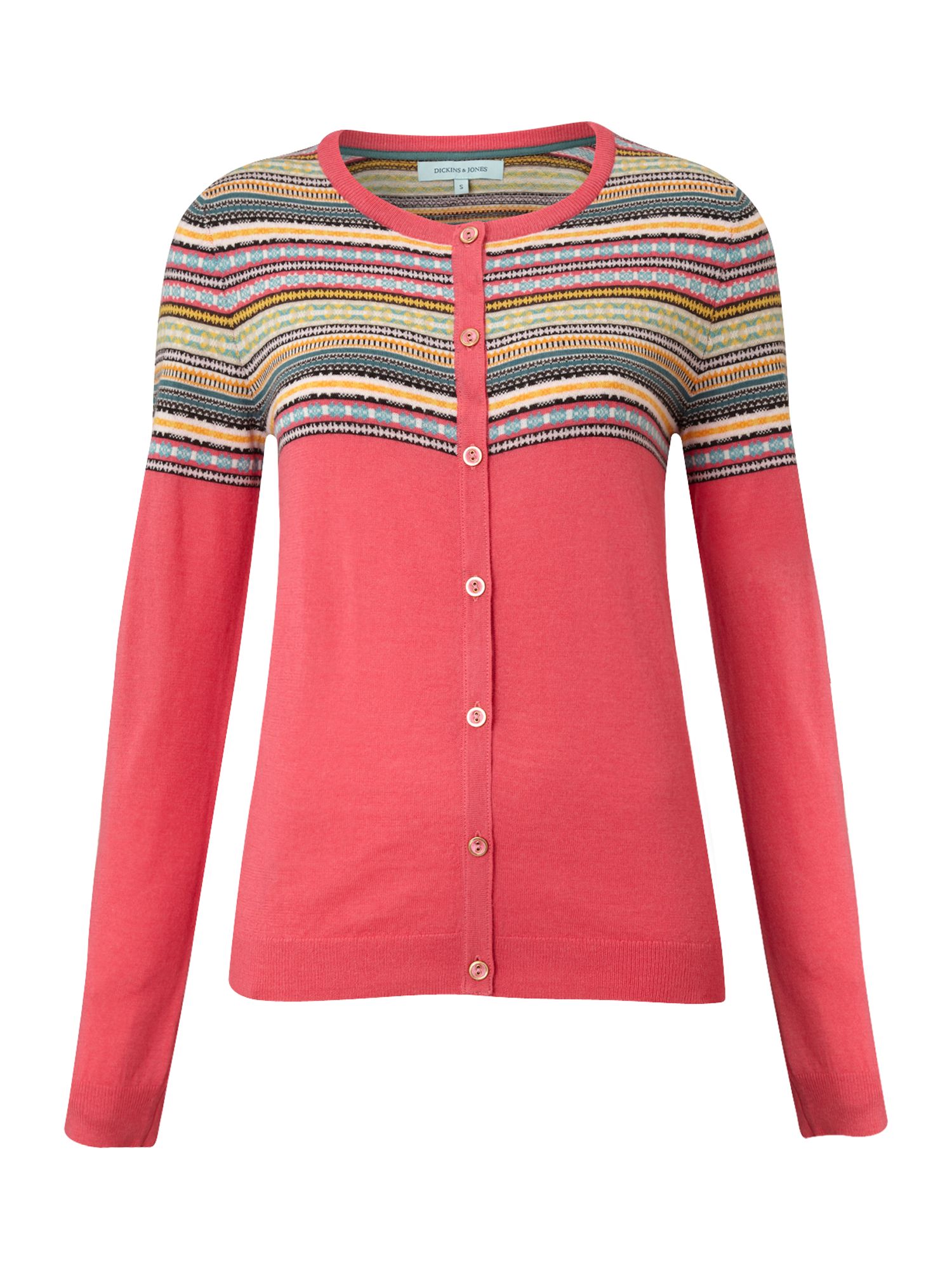 Dickins & jones Ladies Knitted Fairisle Cardigan in Pink | Lyst