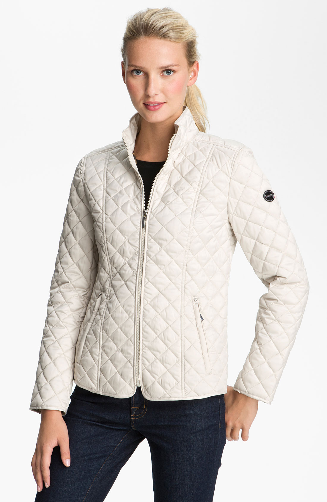 Laundry By Shelli Segal Quilted Zip Jacket in White (pearl) | Lyst