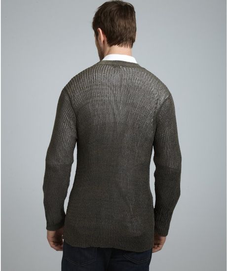 Paul Smith Loose Knit Cotton Blend Cardigan Sweater in Gray for Men ...