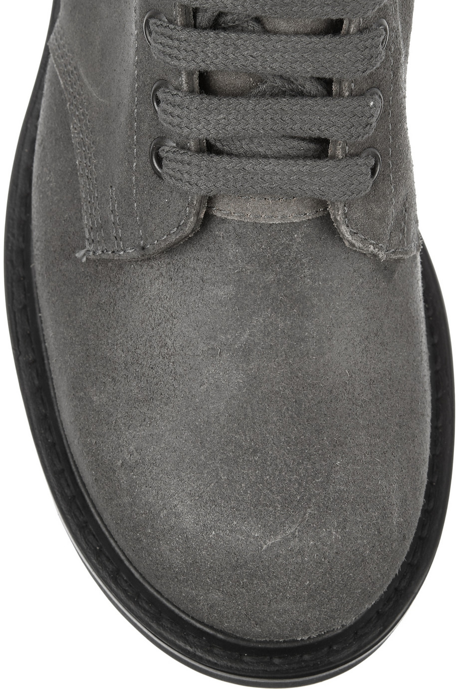 Rick owens Distressed Leather Combat Boots in Gray Lyst