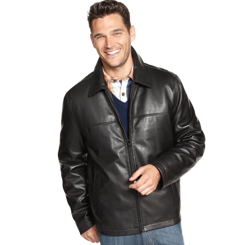 Tommy hilfiger Smooth Lamb Leather Coat in Black for Men | Lyst
