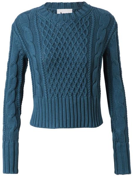 Acne Studios Lia Cable Knit Cotton Jumper in Blue | Lyst