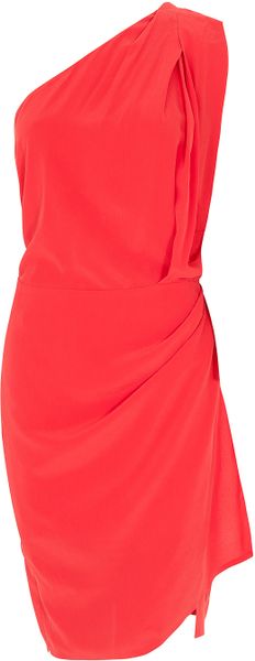 Acne Studios One Shoulder Silk Dress in Red | Lyst