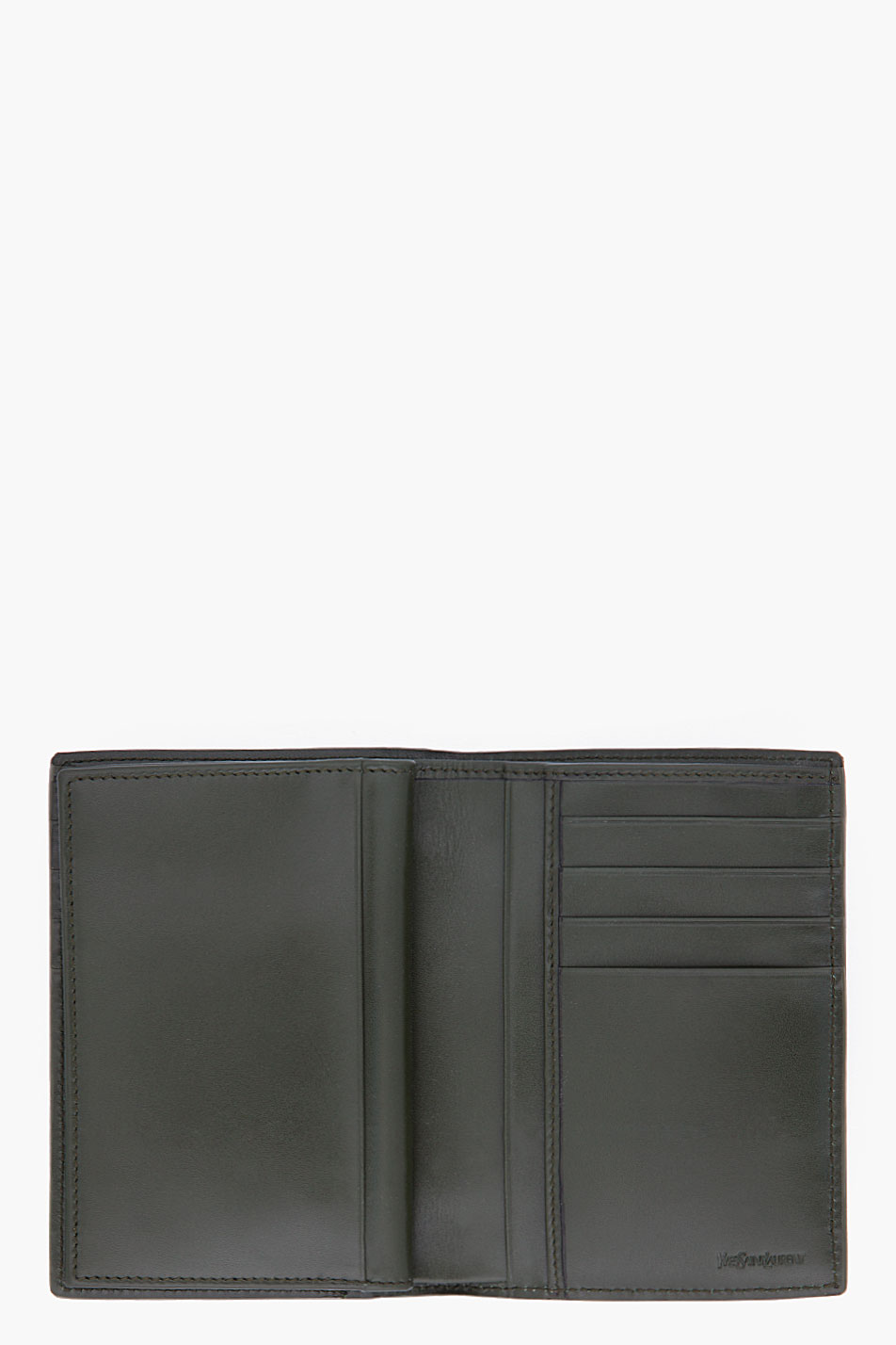 Saint laurent Olive Ostrich Leather Wallet in Green for Men (olive ...  