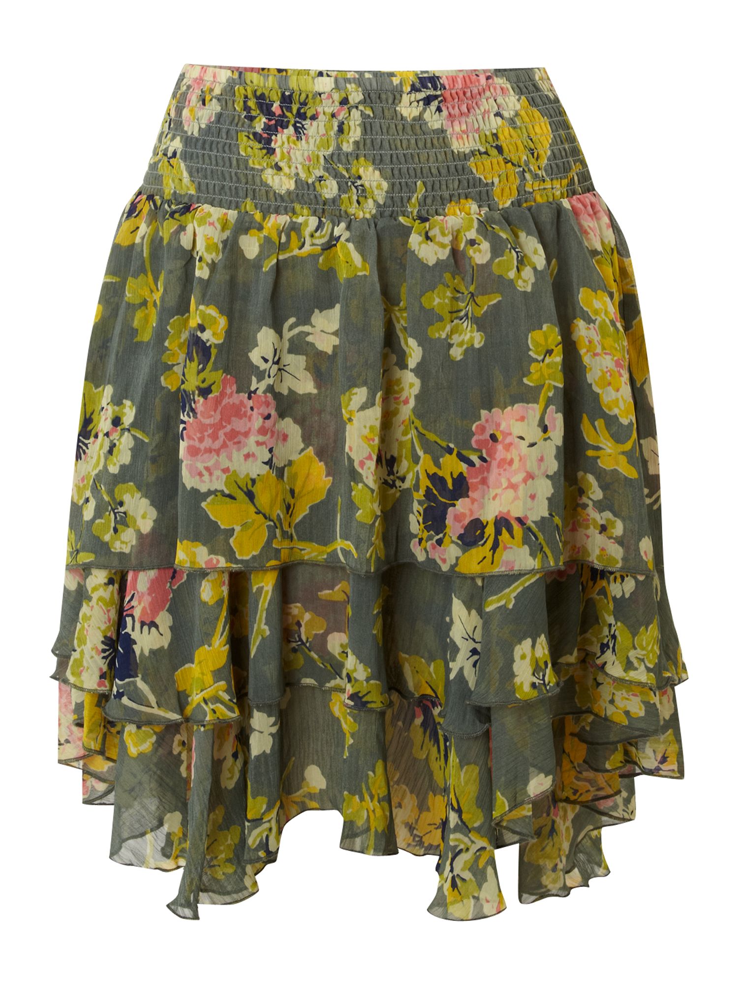 Denim & Supply Ralph Lauren Tiered Floral Print Mini Skirt in Green ...
