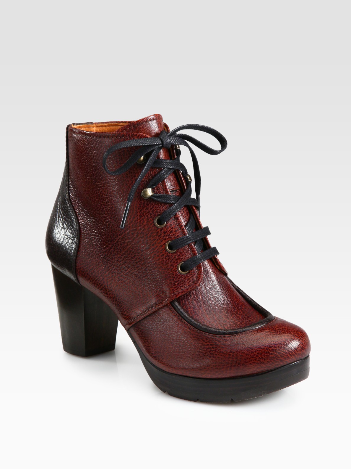 Lyst - Chie Mihara Bicolor Leather Laceup Ankle Boots in Purple